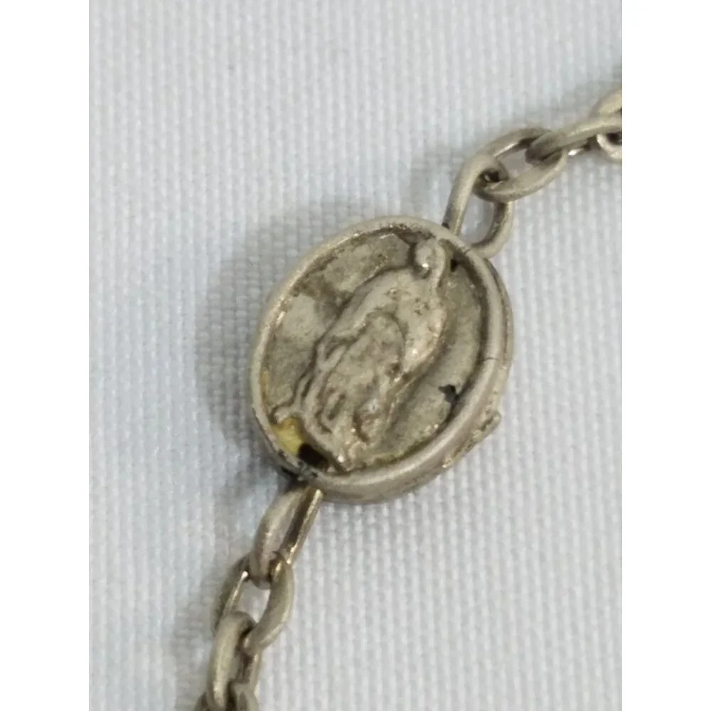 Vintage Rosary St Benedict and Lady of My Guadelupe Red Blue Yellow Beads
